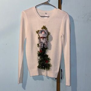 Women's V-Neck Sweater with Festive Design